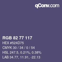 Color code: RGB 82 77 117 | qconv.com