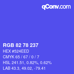 Color code: RGB 82 78 237 | qconv.com