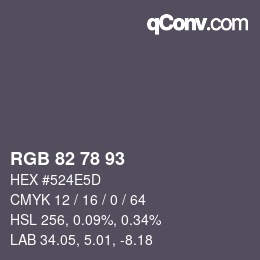 Code couleur: RGB 82 78 93 | qconv.com