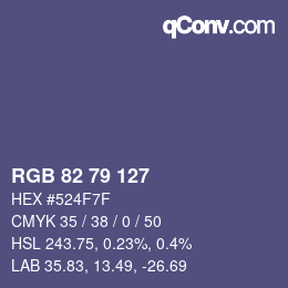 颜色代码: RGB 82 79 127 | qconv.com