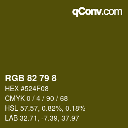 Color code: RGB 82 79 8 | qconv.com