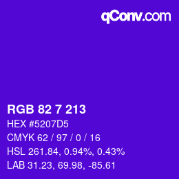Farbcode: RGB 82 7 213 | qconv.com