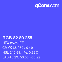 Color code: RGB 82 80 255 | qconv.com