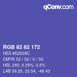 Color code: RGB 82 82 172 | qconv.com