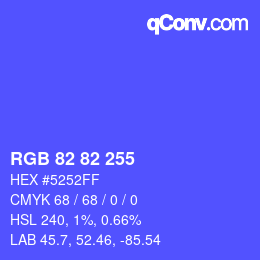 Color code: RGB 82 82 255 | qconv.com
