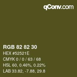Código de color: RGB 82 82 30 | qconv.com