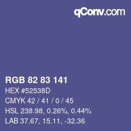 Color code: RGB 82 83 141 | qconv.com