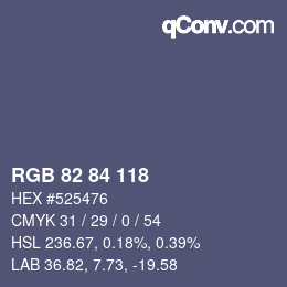 Code couleur: RGB 82 84 118 | qconv.com