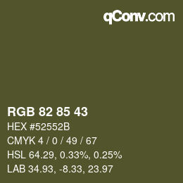 Farbcode: RGB 82 85 43 | qconv.com