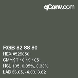 Código de color: RGB 82 88 80 | qconv.com