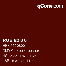 颜色代码: RGB 82 8 0 | qconv.com