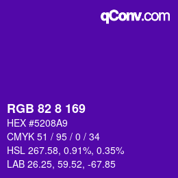 Color code: RGB 82 8 169 | qconv.com