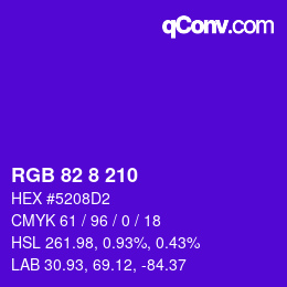 Color code: RGB 82 8 210 | qconv.com
