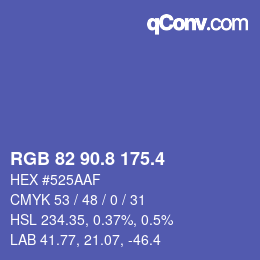 カラーコード: RGB 82 90.8 175.4 | qconv.com