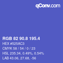 カラーコード: RGB 82 90.8 195.4 | qconv.com