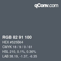 Color code: RGB 82 91 100 | qconv.com