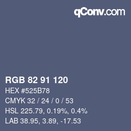 颜色代码: RGB 82 91 120 | qconv.com