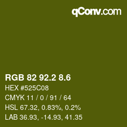 カラーコード: RGB 82 92.2 8.6 | qconv.com