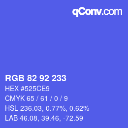 Color code: RGB 82 92 233 | qconv.com
