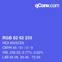 Color code: RGB 82 92 233 | qconv.com