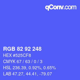 カラーコード: RGB 82 92 248 | qconv.com