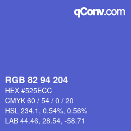 颜色代码: RGB 82 94 204 | qconv.com