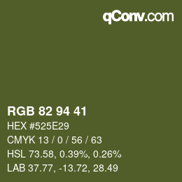 カラーコード: RGB 82 94 41 | qconv.com