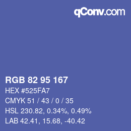 カラーコード: RGB 82 95 167 | qconv.com