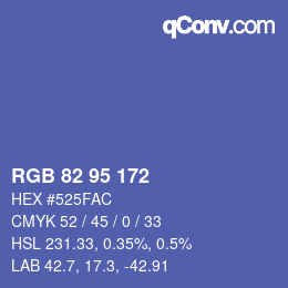カラーコード: RGB 82 95 172 | qconv.com