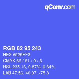 Color code: RGB 82 95 243 | qconv.com