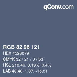 Color code: RGB 82 96 121 | qconv.com