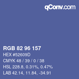 颜色代码: RGB 82 96 157 | qconv.com