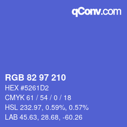 カラーコード: RGB 82 97 210 | qconv.com