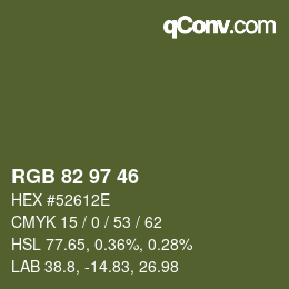 Color code: RGB 82 97 46 | qconv.com