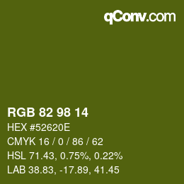 カラーコード: RGB 82 98 14 | qconv.com