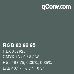 Código de color: RGB 82 98 95 | qconv.com