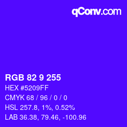Color code: RGB 82 9 255 | qconv.com