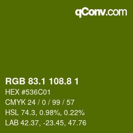 カラーコード: RGB 83.1 108.8 1 | qconv.com