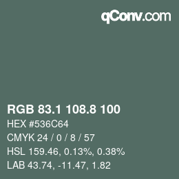 カラーコード: RGB 83.1 108.8 100 | qconv.com