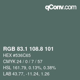 Color code: RGB 83.1 108.8 101 | qconv.com