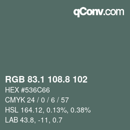 Color code: RGB 83.1 108.8 102 | qconv.com