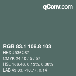 Color code: RGB 83.1 108.8 103 | qconv.com