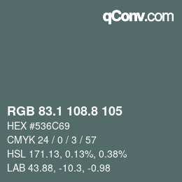 Color code: RGB 83.1 108.8 105 | qconv.com