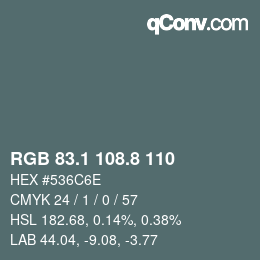 Color code: RGB 83.1 108.8 110 | qconv.com