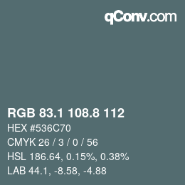 Color code: RGB 83.1 108.8 112 | qconv.com