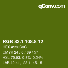 カラーコード: RGB 83.1 108.8 12 | qconv.com