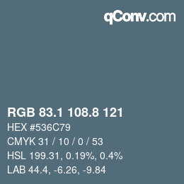Color code: RGB 83.1 108.8 121 | qconv.com