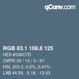カラーコード: RGB 83.1 108.8 125 | qconv.com