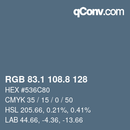 Color code: RGB 83.1 108.8 128 | qconv.com