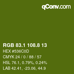 カラーコード: RGB 83.1 108.8 13 | qconv.com
